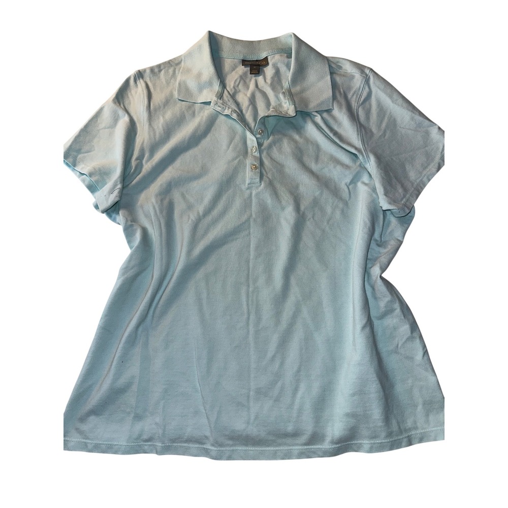 Style & Co Womens XL Light Blue Short Sleeve Pique Polo Shirt Top